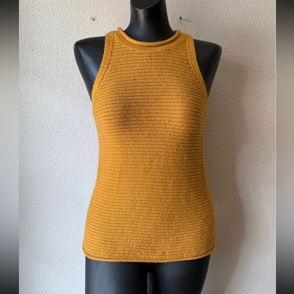 Madewell XXS Mustard Yellow Crochet Vest Blouse